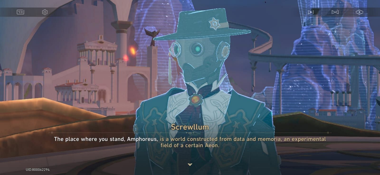 Screwllum informing the Trailblazer and Dan Heng on the true nature of Amphoreus (Image via HoYoverse)